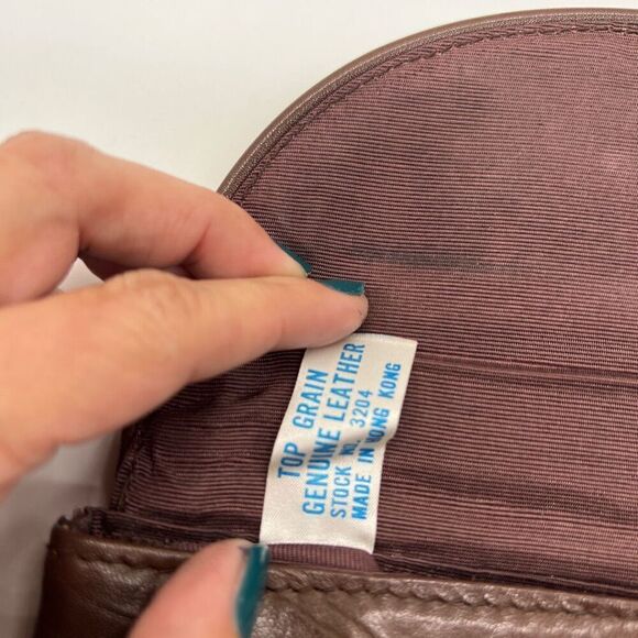 Vintage Brown Genuine Leather Clutch Purse - Picture 6 of 10